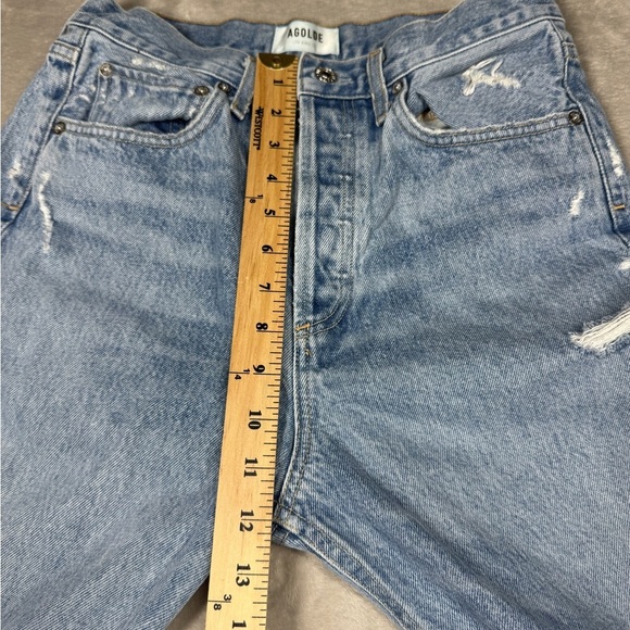 Agolde 90s Mid Rise Distressed Light Denim Button Fly Straight Blue Jeans 26 - Picture 10 of 16